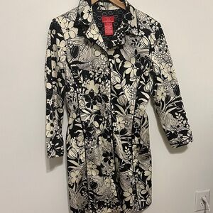 Oscar de la Renta Black and Cream Floral Blazer